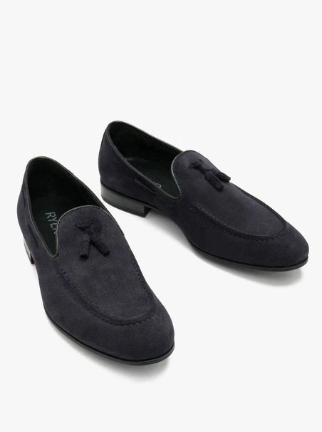 Marineblaue Herren Mokassins mit Quaste