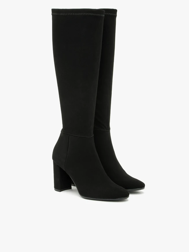 Schwarze Damenstiefel mit breitem Schaft