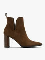 Brown ankle boots with decorative shaft