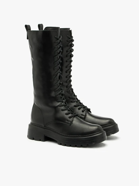 High black combat boots