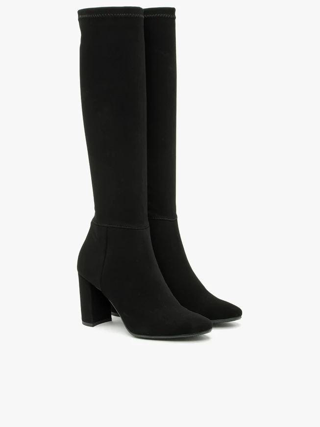 Schwarze Damenstiefel mit schmalem Schaft