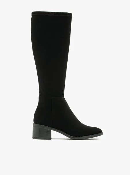 Schwarze Damenstiefel mit breitem Schaft