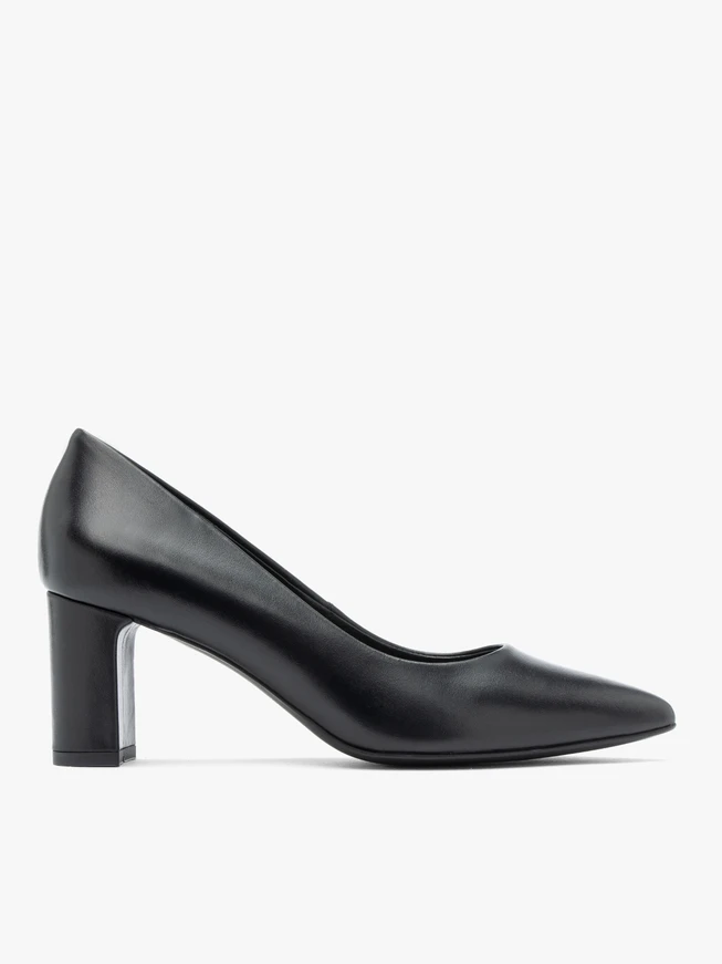 Schwarze klassische Leder-Stiletto-Pumps