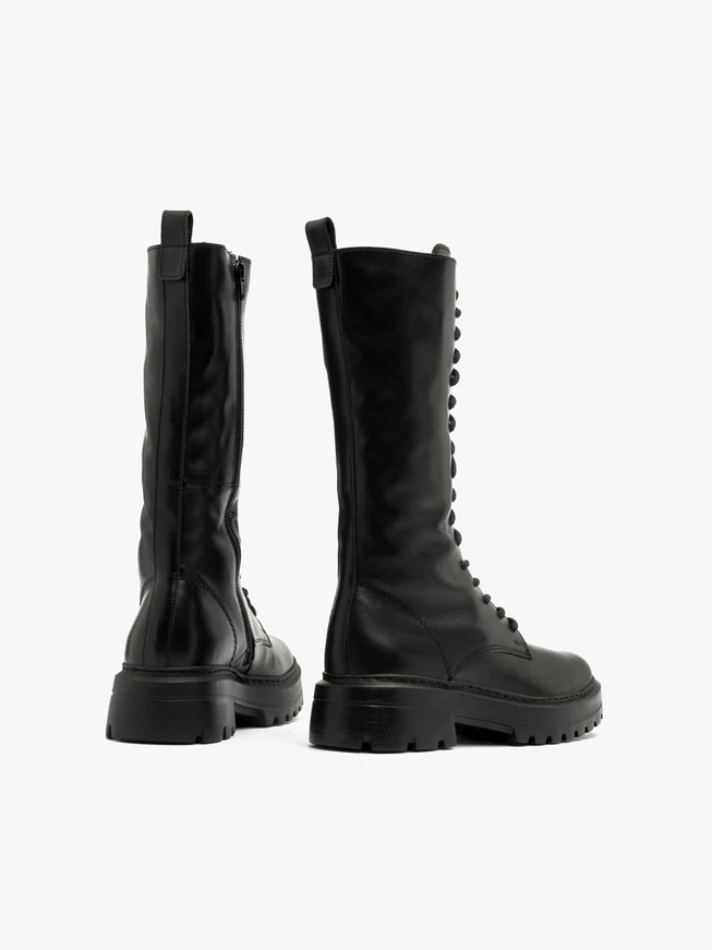 Schwarze hohe Damenstiefel mit Wollisolierung
