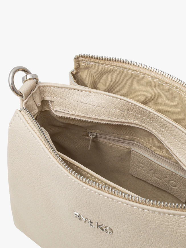 Cremefarbene Handtasche mit verstellbarem Riemen