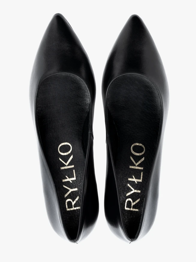 Schwarze klassische Leder-Stiletto-Pumps