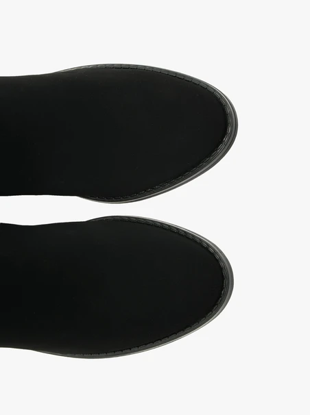 Schwarze Damenstiefel mit breitem Schaft