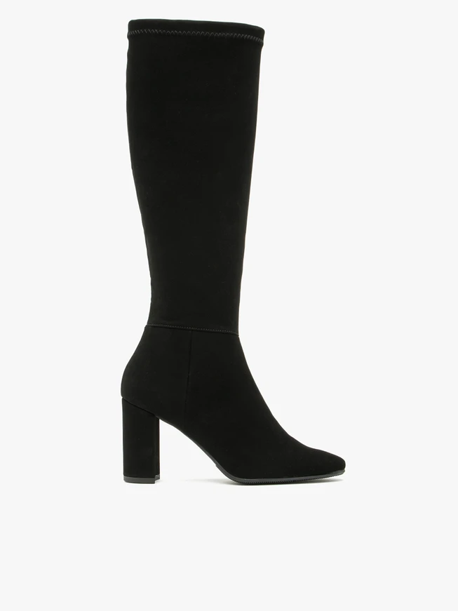 Schwarze Damenstiefel mit breitem Schaft