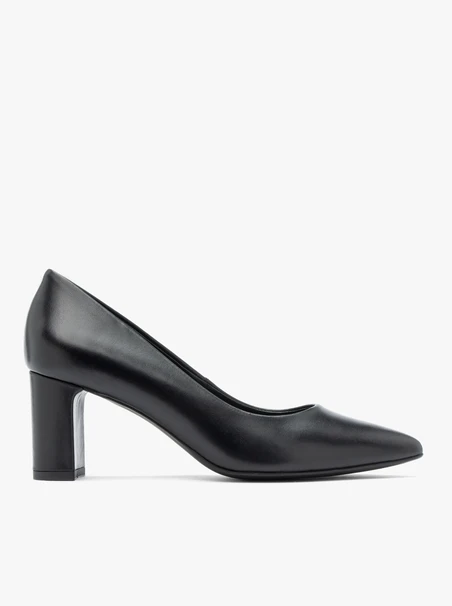 Schwarze klassische Leder-Stiletto-Pumps