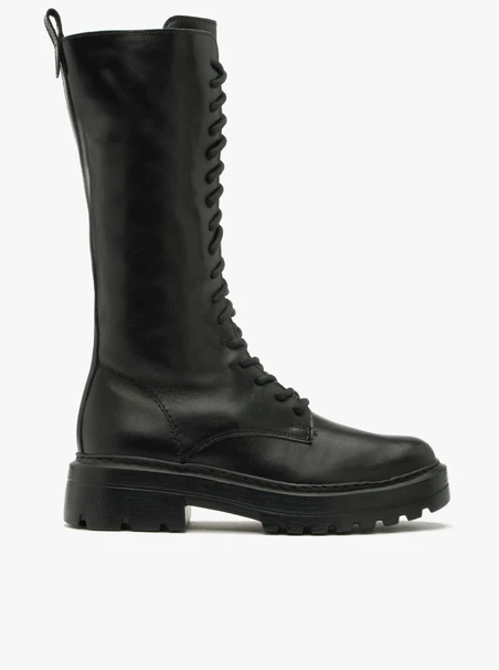 Tall black fur-lined boots