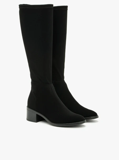 Schwarze Damenstiefel mit breitem Schaft
