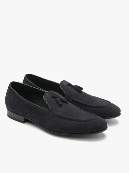 Marineblaue Herren Mokassins mit Quaste