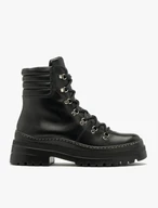 Schwarze Baggerstiefel mit dekorativer Sohle