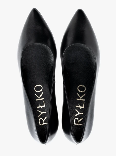 Schwarze klassische Leder-Stiletto-Pumps