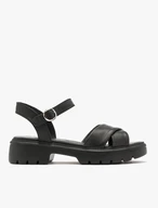 Schwarze Sandalen mit verziertem Schaft