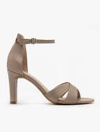 Beigefarbene Stiletto-Sandalen