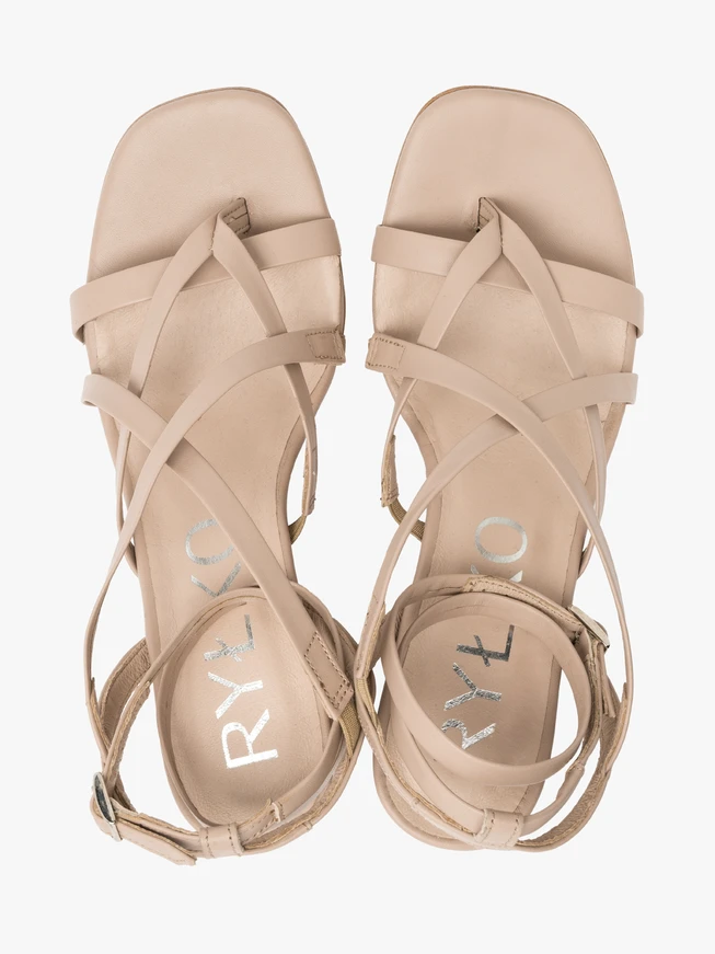 Beigefarbene Flip Flops mit Absatz