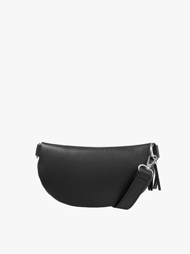 Schwarze Nierentasche mit Quaste