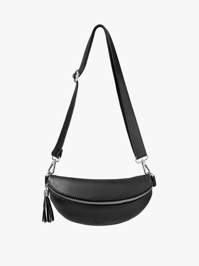 Schwarze Nierentasche mit Quaste