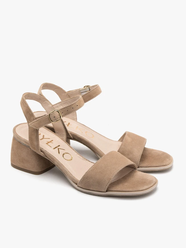 Beige low-heel sandals