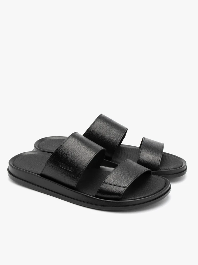 Schwarze Herren-Flip-Flops mit geprägtem Logo