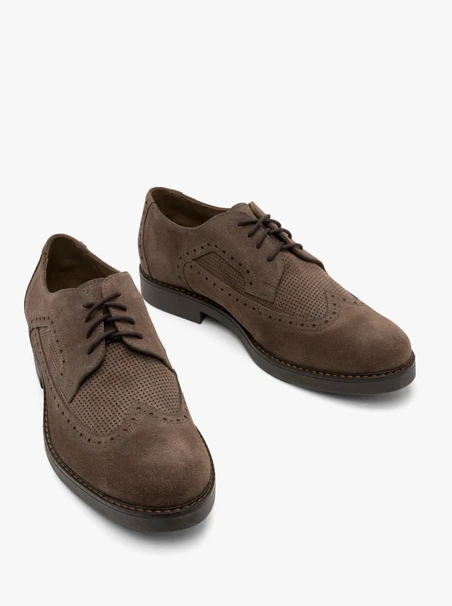 Grau-braune Herren-Brogues