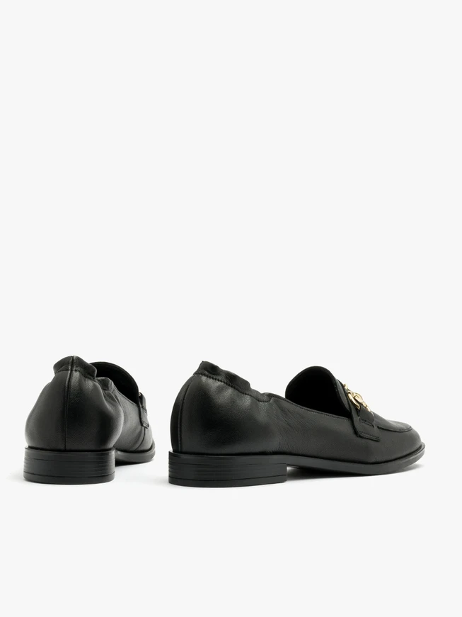 Black loafers with gold ornament (duplicate)