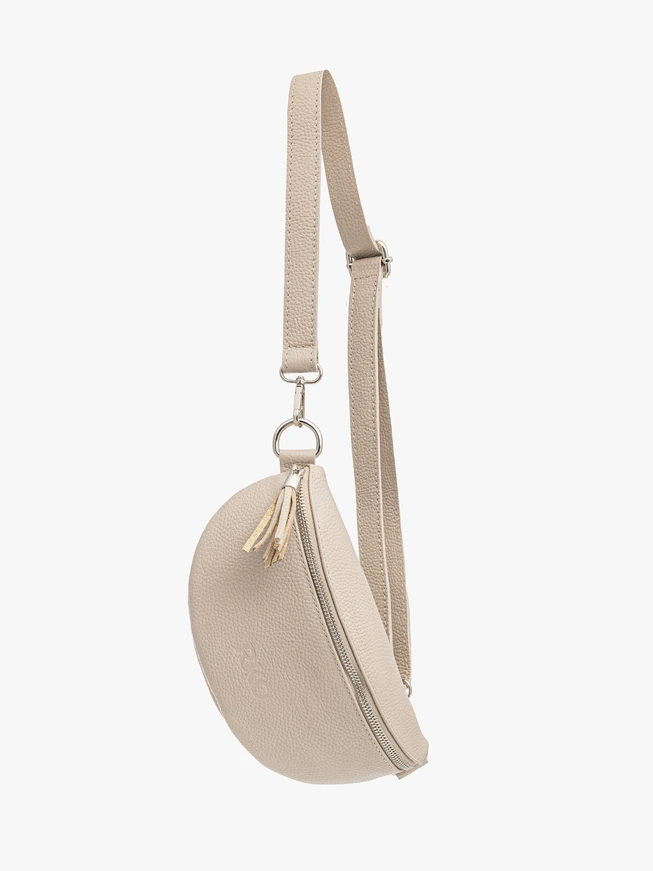 Beigefarbene Nierentasche mit Quaste