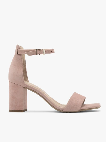 Powder-pink heeled sandals