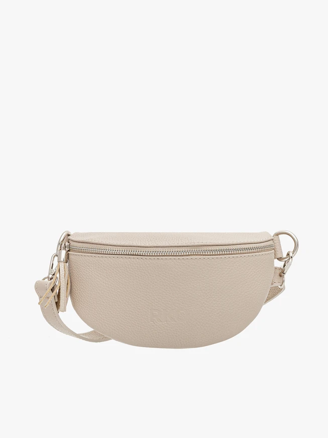 Beigefarbene Nierentasche mit Quaste