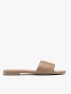 Beigefarbene Damen-Flip-Flops mit flacher Sohle