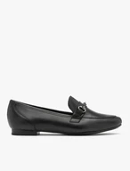 Black loafers with ornament on the upper
