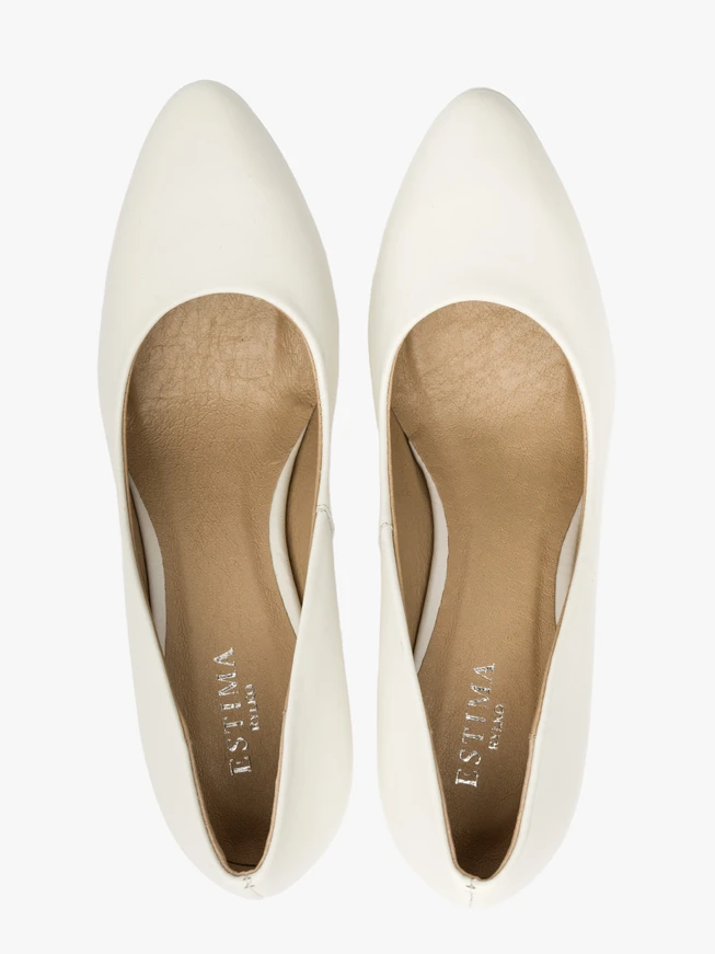 Cremefarbene Stiletto-Pumps