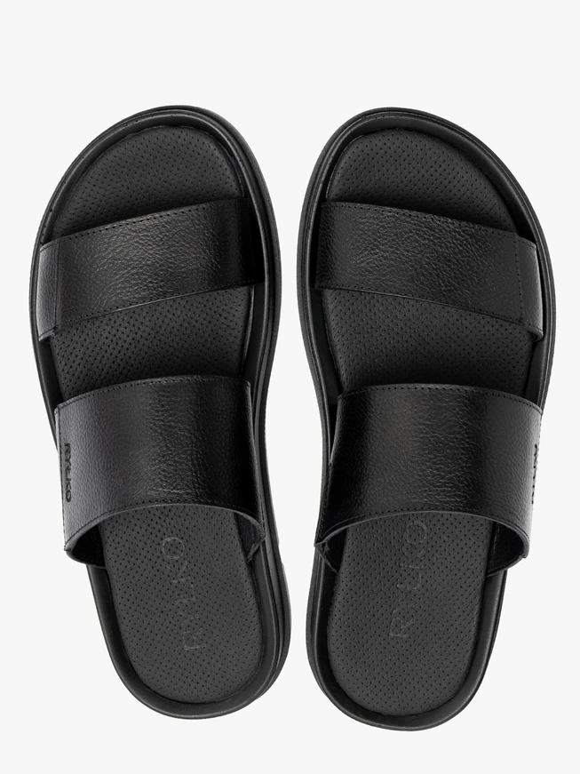 Schwarze Herren-Flip-Flops mit geprägtem Logo