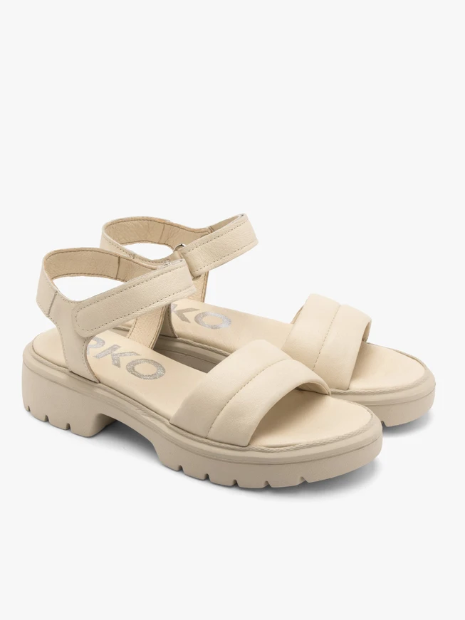 Cremefarbene Sandalen mit Klettverschluss