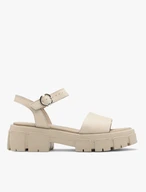 Cream sandals with silver buckle