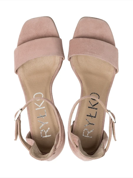 Powder-pink heeled sandals