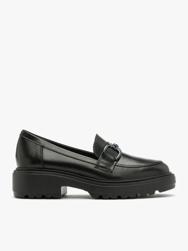 Black loafers with lightweight sole