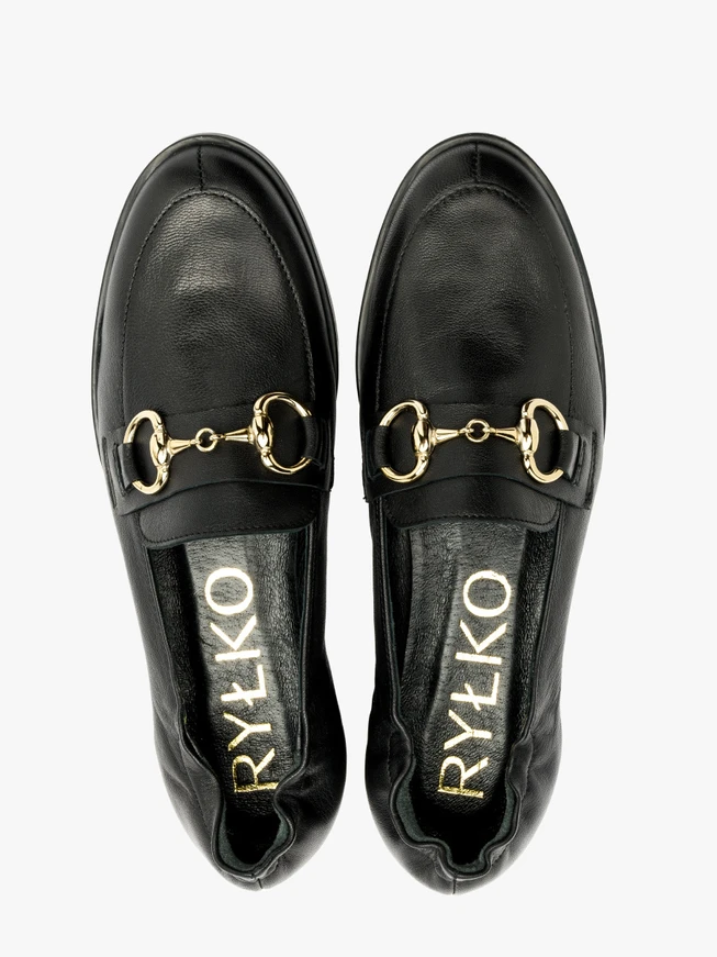 Black loafers with gold ornament (duplicate)
