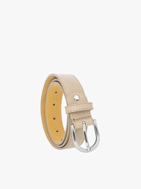 Beige belt with silver buckle