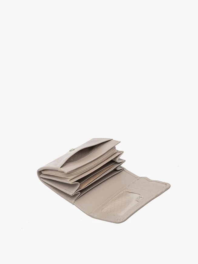 Beige women’s wallet with silver details