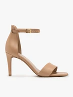 Beigefarbene Stiletto-Sandalen