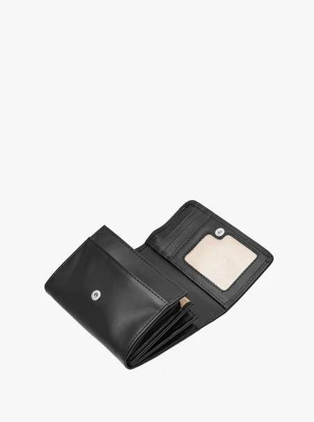 Schwarzes Portemonnaie für Frauen mit silbernen Details