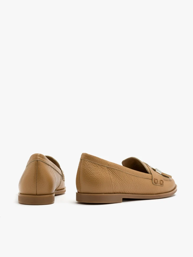 Dark beige loafers with silver ornament