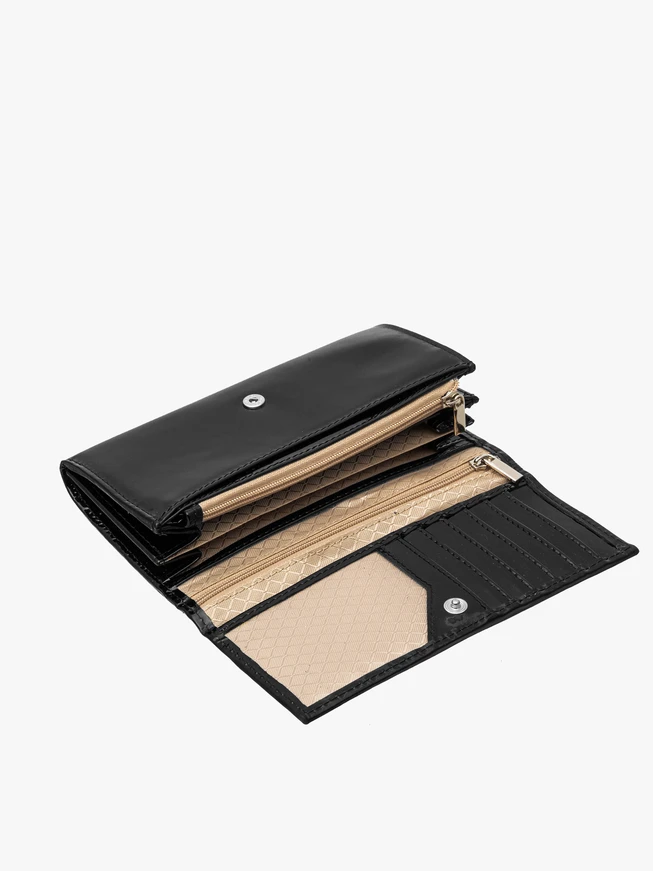 Schwarz lackierte Damenbrieftasche