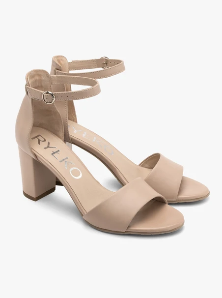 Beigefarbene Sandalen mit integriertem Absatz