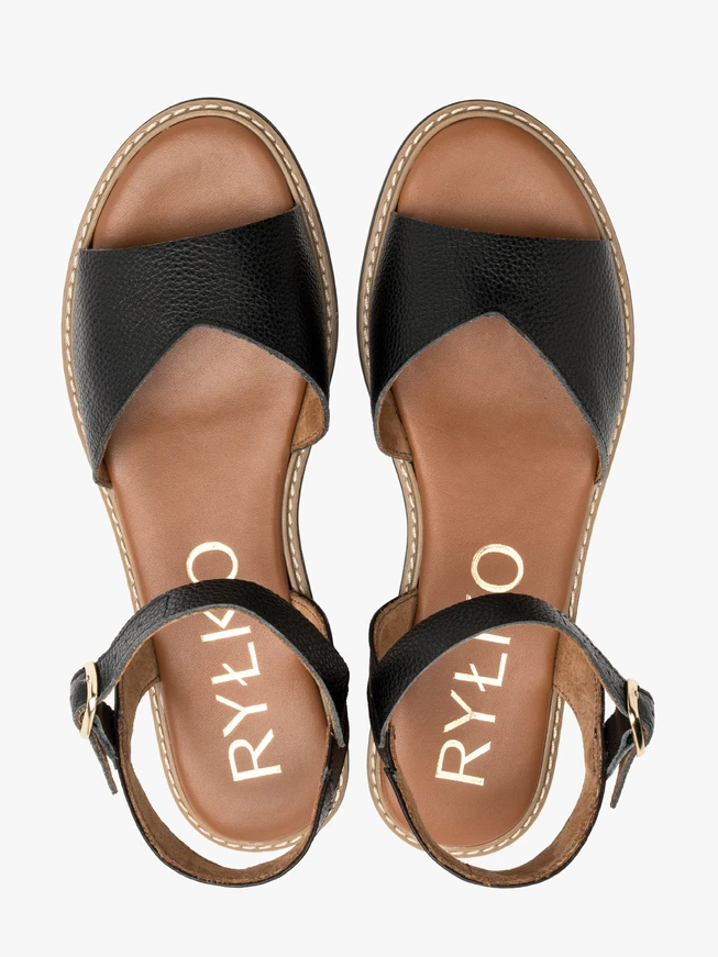 Schwarze Sandalen mit verziertem Schaft