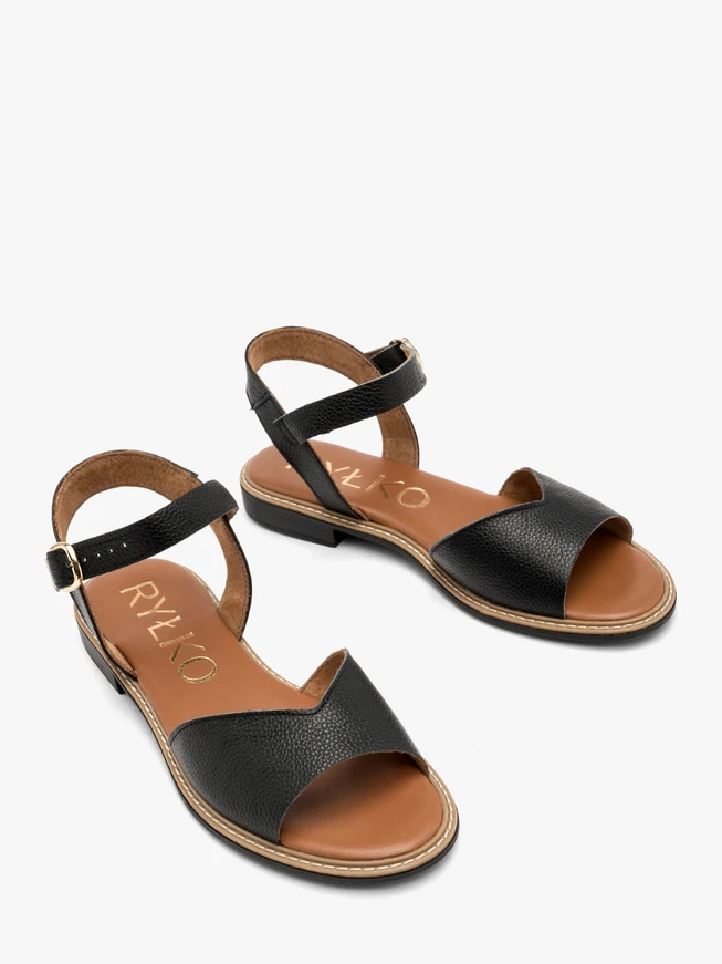 Schwarze Sandalen mit verziertem Schaft