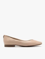 Beigefarbene Ballerinas mit verschönertem Schaft
