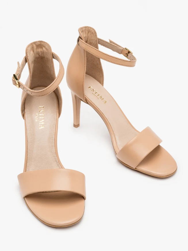 Beigefarbene Stiletto-Sandalen